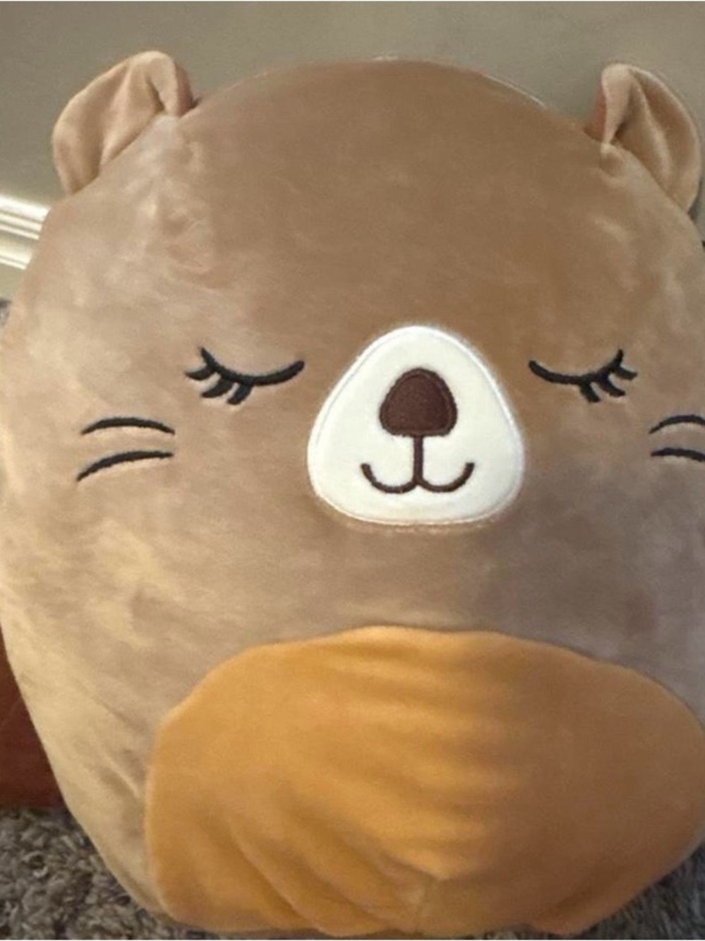 Squishmallows Brown and Tan Bear Plush Pillow